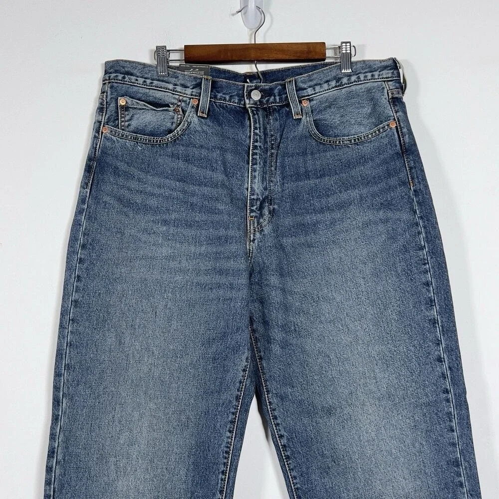 Levis Premium‎ 568 Loose Straight Jeans Mens Sz 36x32 Medium Wash 100% Cotton